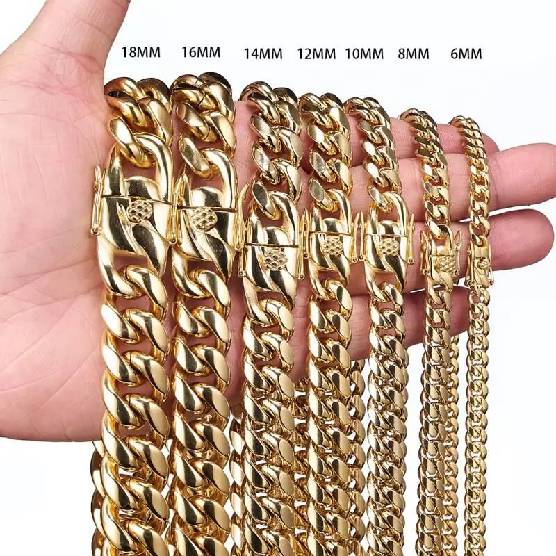 6/810/12/14/16/18mm Wide Gold Color For Men's Necklace Or Bracelet 7-40inch Stainless Steel Miami Curb Link Chain Jewelry
6/810/12/14/16/18mm Wide Gold Color For Men's Necklace Or Bracelet 7-40inch Stainless Steel Miami Curb Link Chain Jewelry