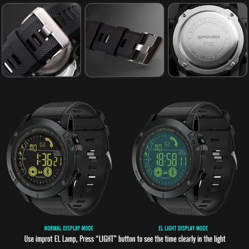 

SPOVAN Digital Watch Men's Waterproof Sport Clock Men Barometer pedometer calories Stopwatch Wrist Watch Relogio Masculino