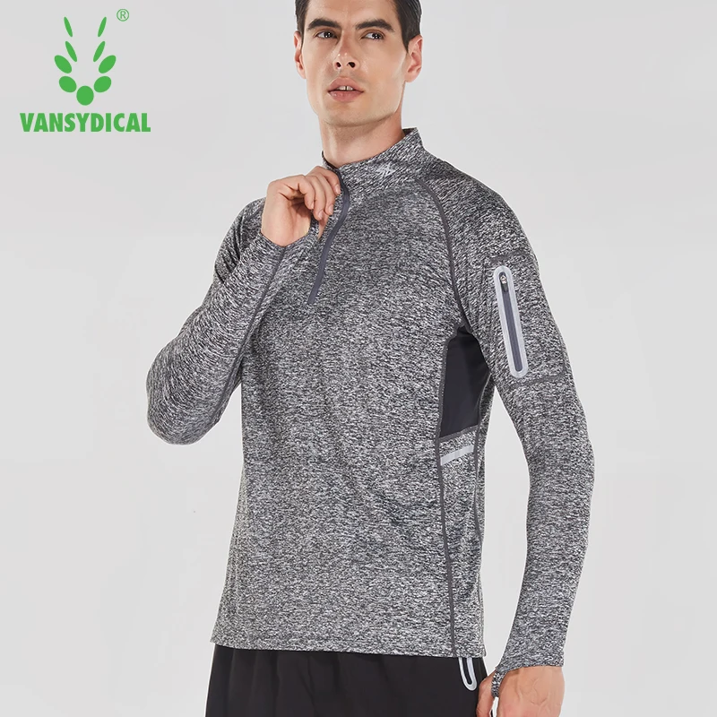 Vansydical Мужская спортивная куртка с длинным рукавом трико для бега рубашка