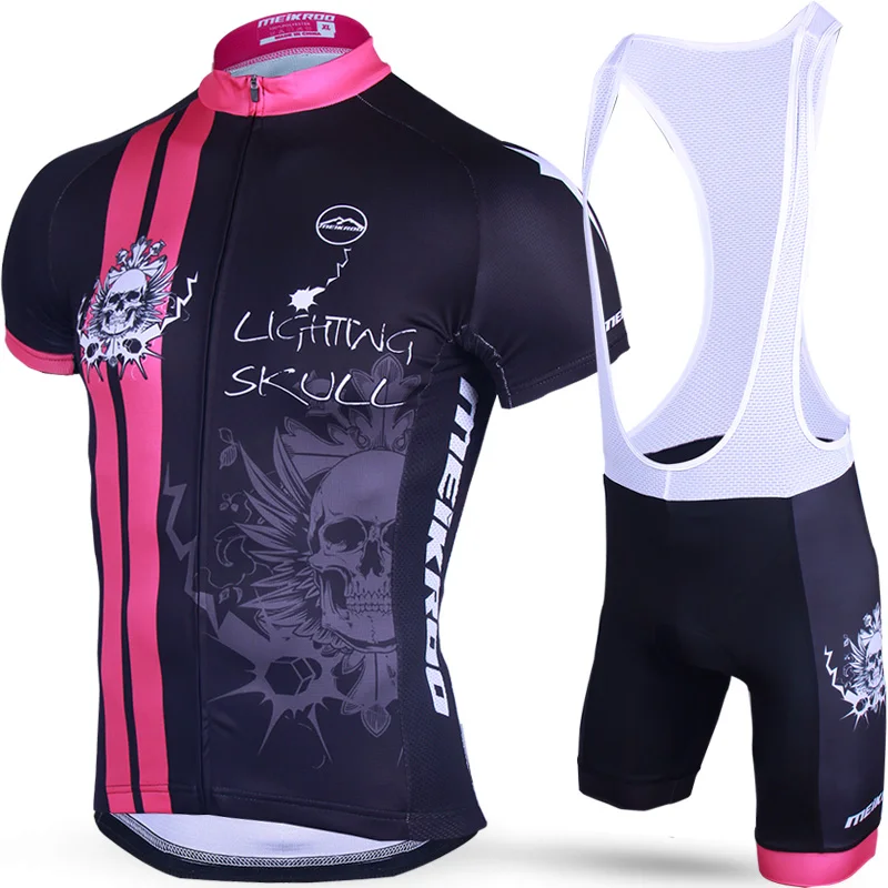 Original Meikroo lighting skull pink bib short sleeve cycling jersey sets professional cycling team apparel
Original Meikroo lighting skull pink bib short sleeve cycling jersey sets professional cycling team apparel