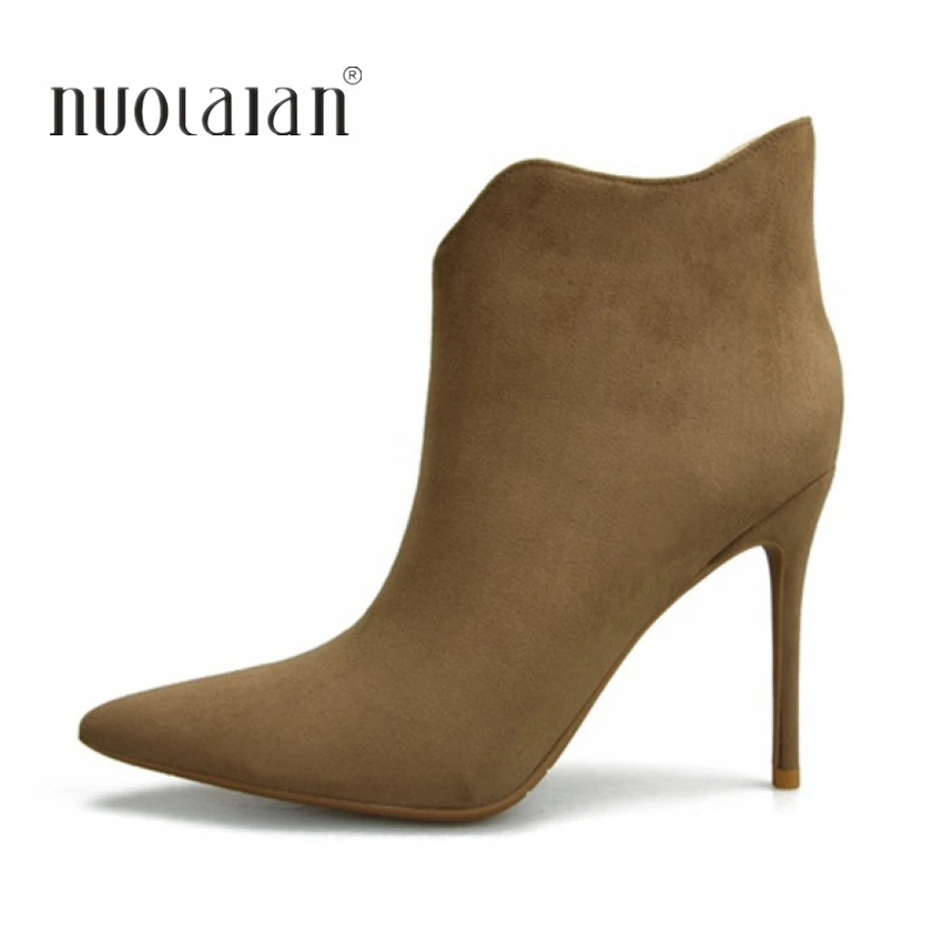 Women's Boots Pointed Toe Ankle Boots Stiletto Heel High Heels Shoes Woman Short Plush Warm Female Boots Winter Black Brown
Women's Boots Pointed Toe Ankle Boots Stiletto Heel High Heels Shoes Woman Short Plush Warm Female Boots Winter Black Brown