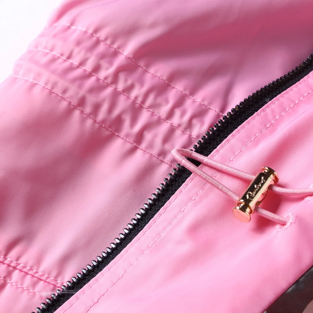 Тренчкот женский тонкий на молнии с капюшоном цвета хаки и розовый | Женская