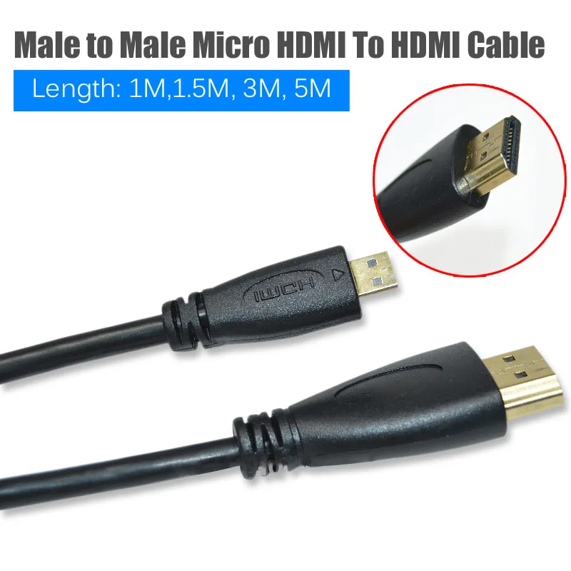 Effelon 1 м/3 м/5 м мужчинами Micro HDMI кабель M/M конвертер шнур для GoPro Hero 4/плюс |