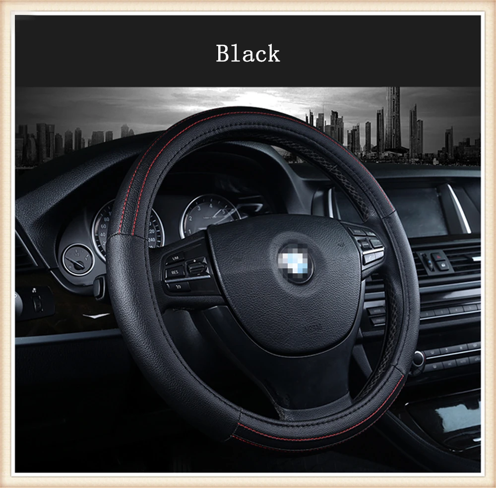 Leather Universal Car Steering-wheel Cover 38CM Car-styling Sport Auto Steering Wheel Covers Anti-Slip Automotive Accessories
Leather Universal Car Steering-wheel Cover 38CM Car-styling Sport Auto Steering Wheel Covers Anti-Slip Automotive Accessories