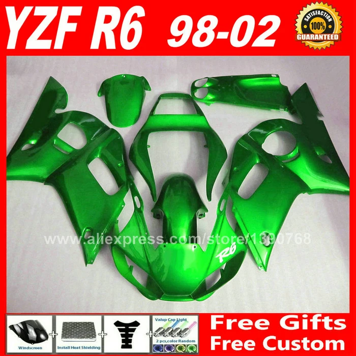 Glossy green fairings fit for YAMAHA R6 1998 1999 2000 2001 2002 ABS plastic parts 98 99 00 01 02 fairing kits W2TL
Glossy green fairings fit for YAMAHA R6 1998 1999 2000 2001 2002 ABS plastic parts 98 99 00 01 02 fairing kits W2TL