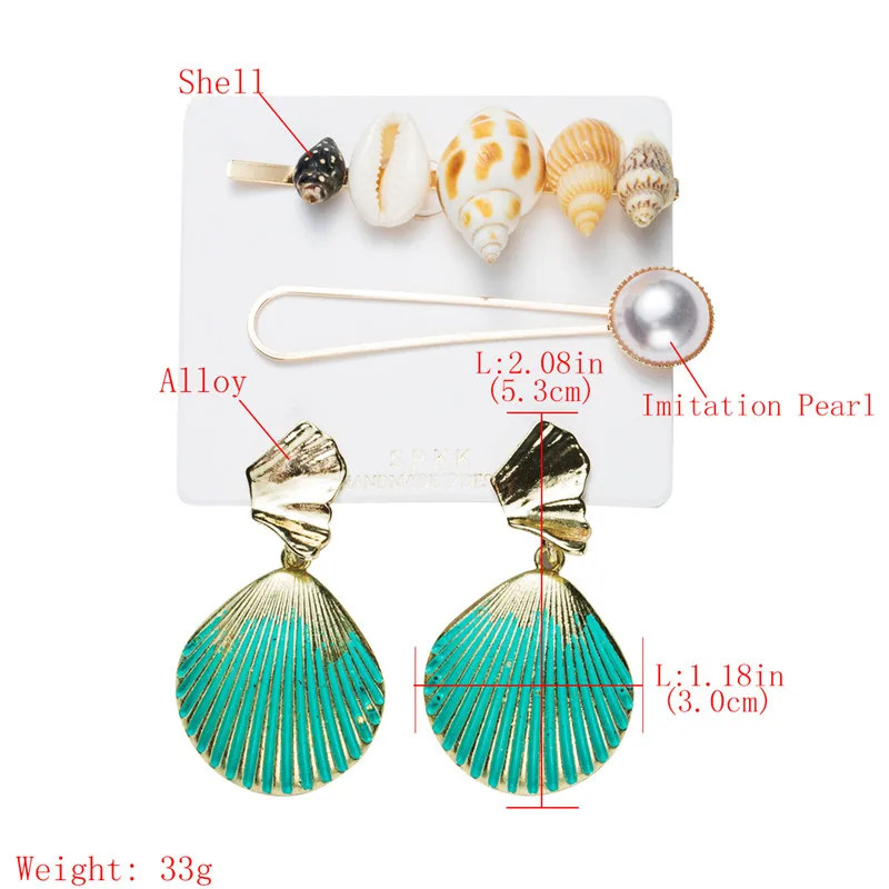Bohemia Colorful Shell Conch Hairpins Earring Set Imitiation Pearl Hair Clip Summer Beach Hair Accessories Headwear Jewelry
Bohemia Colorful Shell Conch Hairpins Earring Set Imitiation Pearl Hair Clip Summer Beach Hair Accessories Headwear Jewelry