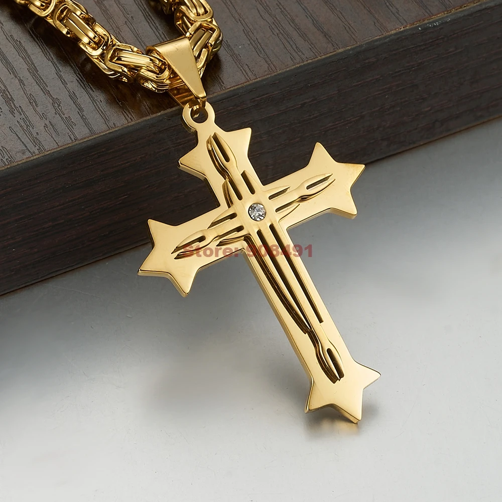 Religious Jesus Cross Pendant necklace Men Stainless Steel Charms Gold Tone Men Jewelry Popular Sell 22"24"28"
Religious Jesus Cross Pendant necklace Men Stainless Steel Charms Gold Tone Men Jewelry Popular Sell 22"24"28"