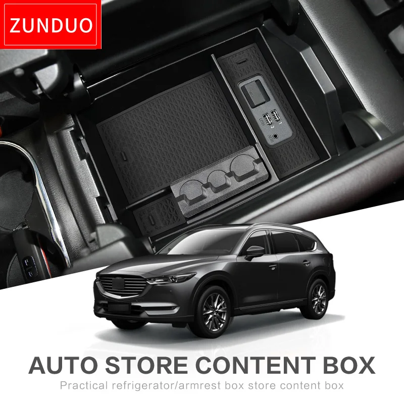 

ZUNDUO Car central armrest box for Mazda CX-8 CX-9 2016 - 2019 CX8 CX9 2017 2018 Interior Accessories Stowing Tidying BLACK