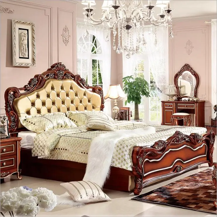 Высококачественная антикварная Европейская кровать французская 1 8 м king size