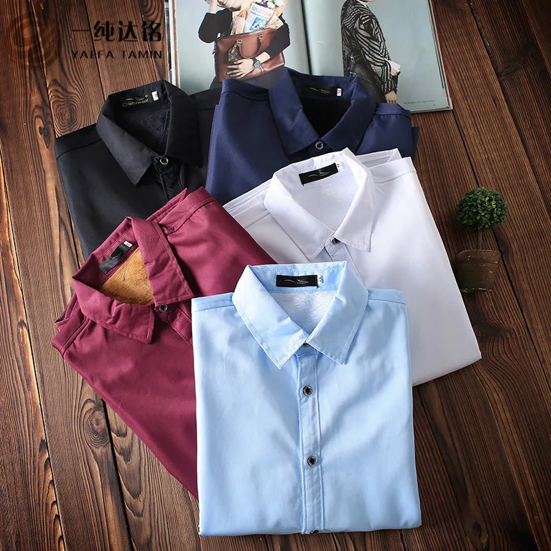 Men Shirts Solid Casual Shirts for men Plus cashmere Turn-down Collar Polyester Fiber Broadcloth mens shirts fashion 2017
Men Shirts Solid Casual Shirts for men Plus cashmere Turn-down Collar Polyester Fiber Broadcloth mens shirts fashion 2017
