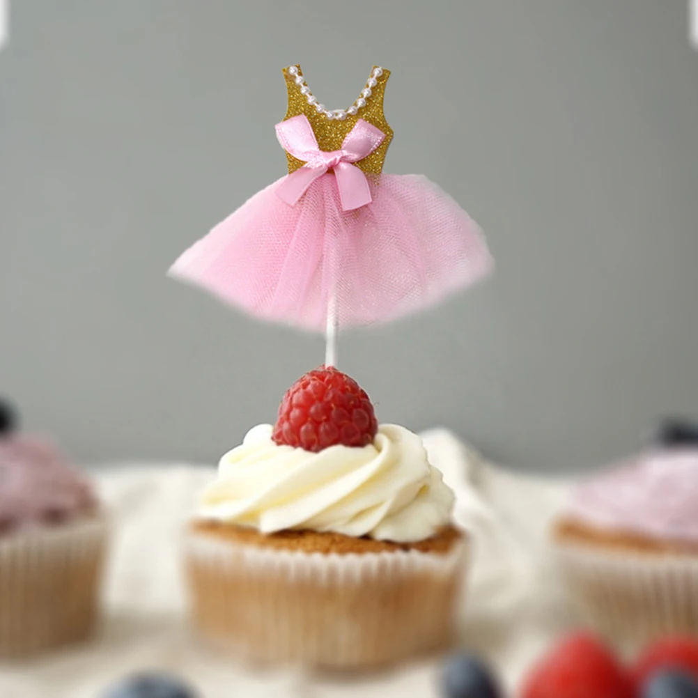 5 шт. топпер для торта на день рождения балерина юбка глиттер кекс пики топперы с