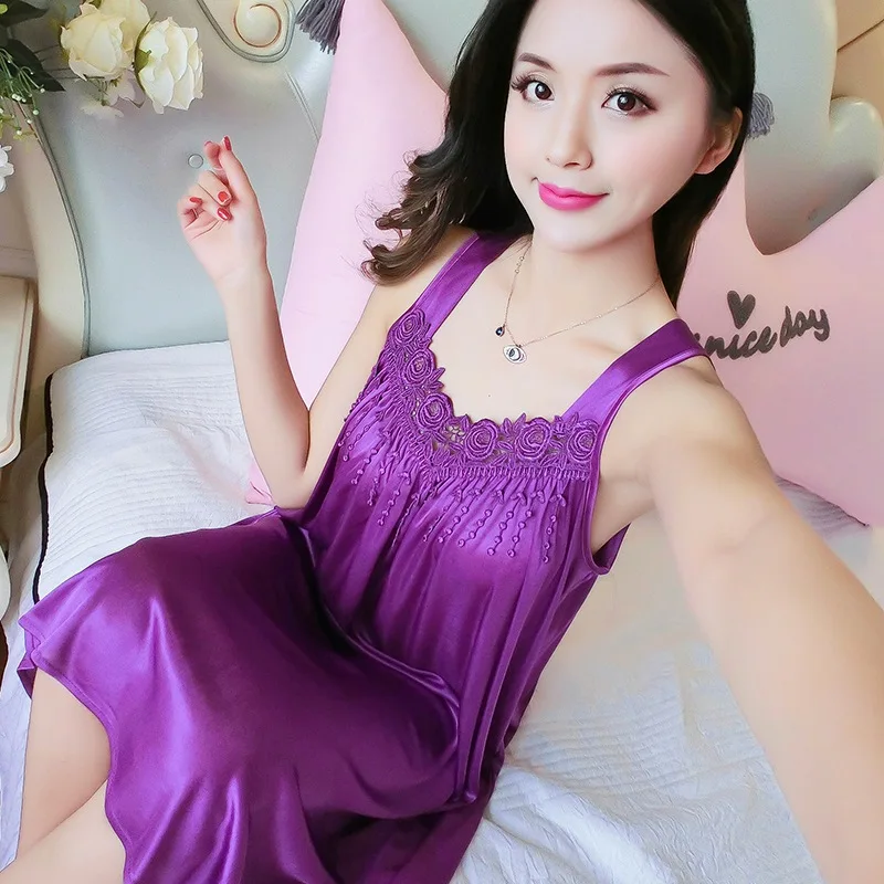 2019 Summer Sexy Lingerie Silk Satin Nightgowns for Women Spaghetti Strap Night Dress Sleepwear Home Dress Nightdress Nightwear
2019 Summer Sexy Lingerie Silk Satin Nightgowns for Women Spaghetti Strap Night Dress Sleepwear Home Dress Nightdress Nightwear