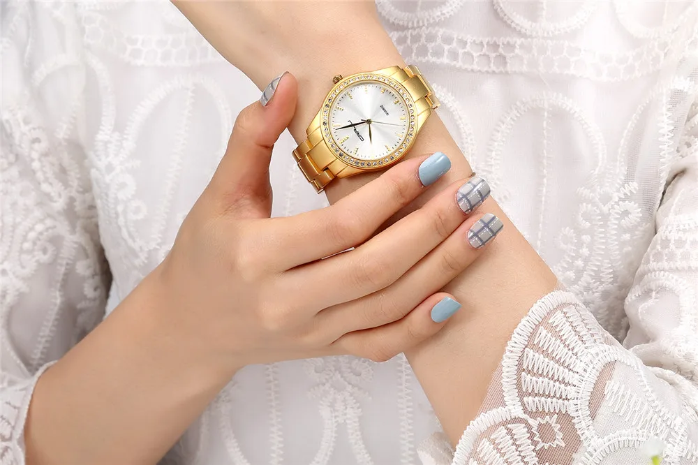 

Famous Brand New CRRJU Watches Women Ladies Crystal Diamond Quartz-watch Luxury Gold Wrist Watches For Women Relojes Mujer