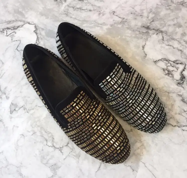 Rivets Gold Flats Loafers Men Casual Shoes Sliver Spring Summer Loafers Slip-On Genuine Leather Shallow Moccasins Plus size46
Rivets Gold Flats Loafers Men Casual Shoes Sliver Spring Summer Loafers Slip-On Genuine Leather Shallow Moccasins Plus size46