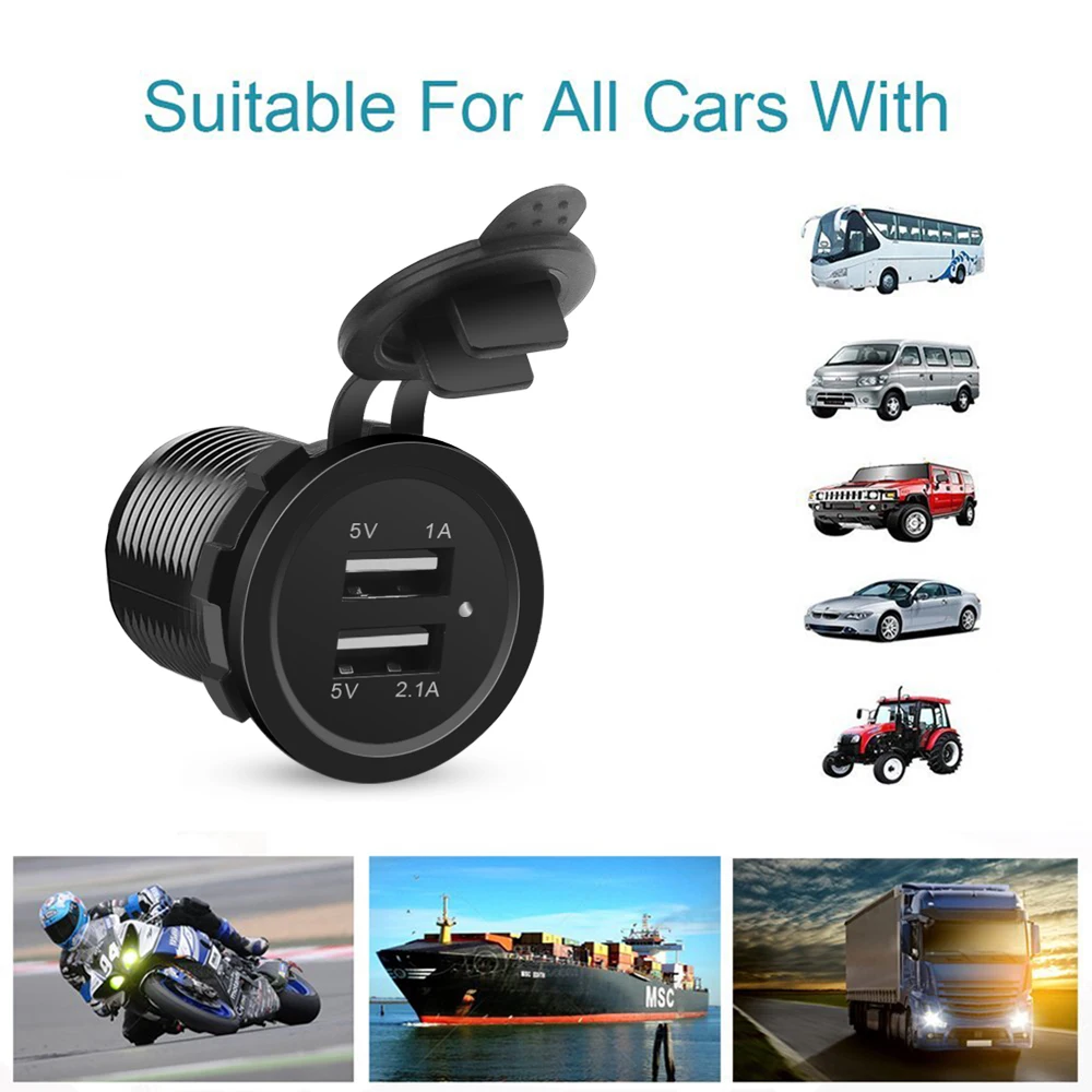 12V Dual USB Port Car Charger Socket Plug Cigarette Lighter Outlet For Auto Boat Waterproof Mobile Phone Charging Adapter
12V Dual USB Port Car Charger Socket Plug Cigarette Lighter Outlet For Auto Boat Waterproof Mobile Phone Charging Adapter