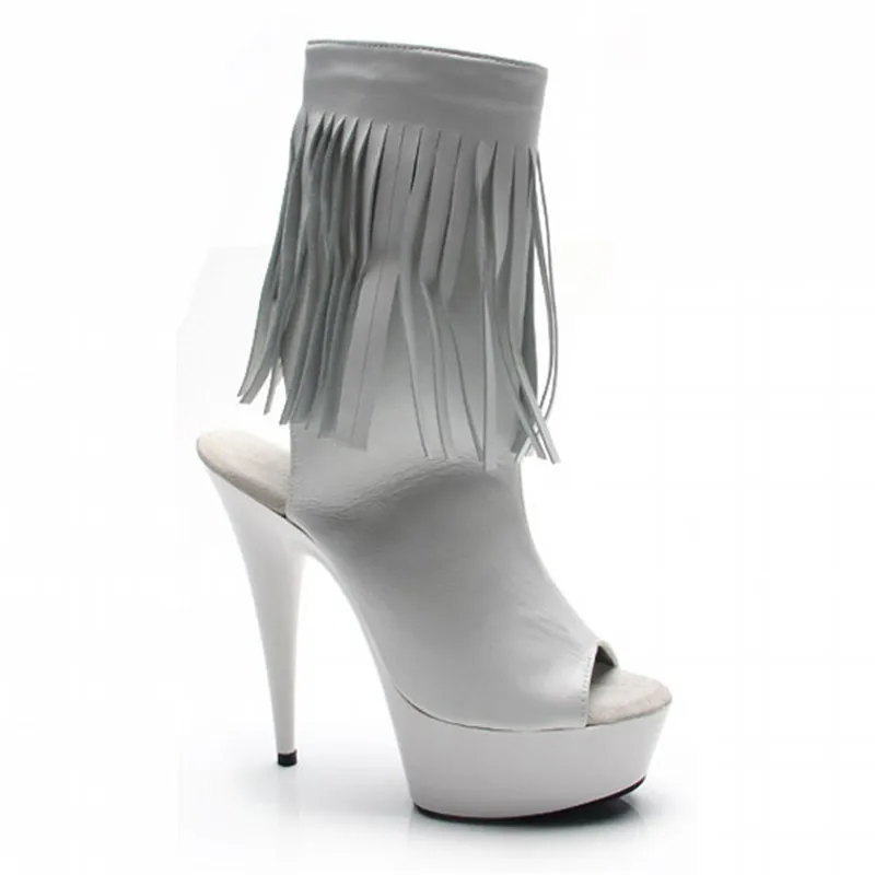 15 cm high heel boots, fish mouth sexy, sexy decorated boots, club fashion women's ankle boots
15 cm high heel boots, fish mouth sexy, sexy decorated boots, club fashion women's ankle boots