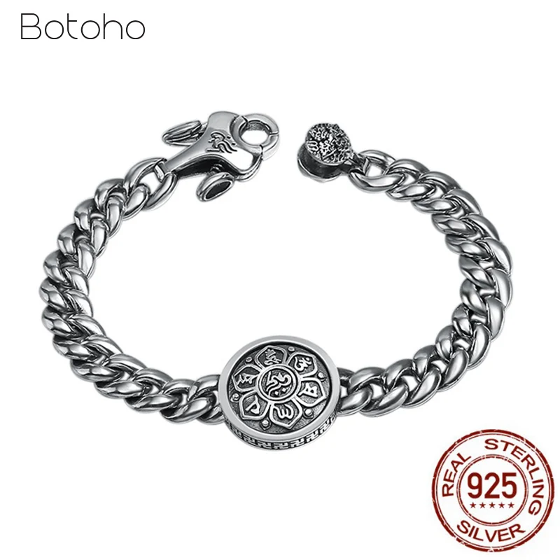 Real 100% 925 Sterling Silver 360 Rapid Rotating Six Word's Sutra Buddhistic Bracelet For Men Fashion Vintage Jewelry Gifts
Real 100% 925 Sterling Silver 360 Rapid Rotating Six Word's Sutra Buddhistic Bracelet For Men Fashion Vintage Jewelry Gifts
