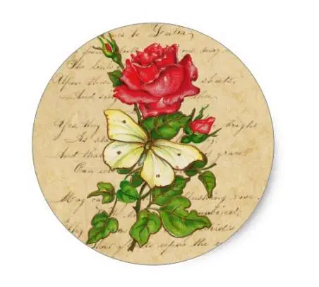 1.5inch Rose and Butterfly Stickers