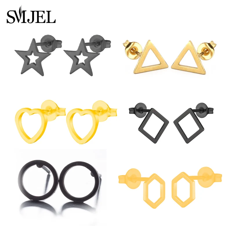 SMJEL Geometric Stainless Steel Studs Small Star Circle kpop Earrings for Women boucle d'oreille Men Earrings Black Wholesale
SMJEL Geometric Stainless Steel Studs Small Star Circle kpop Earrings for Women boucle d'oreille Men Earrings Black Wholesale