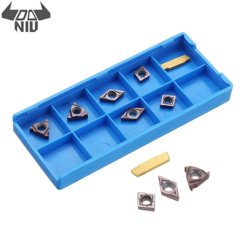 DANIU 7Pcs/set Carbide Insert Set 2*CCMT060204+2*DCMT070204+11IR+11ER+MGMN200 for 10mm Shank Turning Tool Holder
DANIU 7Pcs/set Carbide Insert Set 2*CCMT060204+2*DCMT070204+11IR+11ER+MGMN200 for 10mm Shank Turning Tool Holder