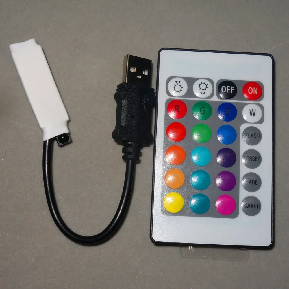 ИК-контроллер Mini USB RGB с 24-кнопочным ИК-пультом; Вход 5 в постоянного тока; Выход 4 а * 3 канала; С USB-разъемом на входном конце
ИК-контроллер Mini USB RGB с 24-кнопочным ИК-пультом; Вход 5 в постоянного тока; Выход 4 а * 3 канала; С USB-разъемом на входном конце