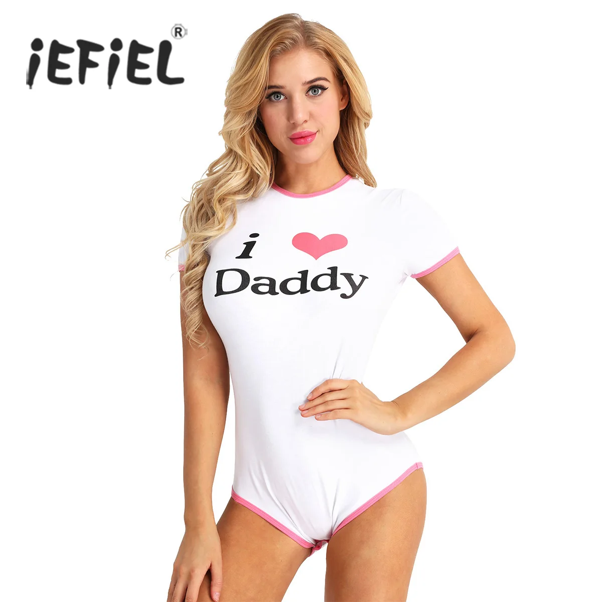 Women Adult I Love Daddy Pattern Short Sleeve Snap Crotch Cotton Romper Sexy Jumpsuit Body Suits for Costumes Party Bodystocking
Women Adult I Love Daddy Pattern Short Sleeve Snap Crotch Cotton Romper Sexy Jumpsuit Body Suits for Costumes Party Bodystocking