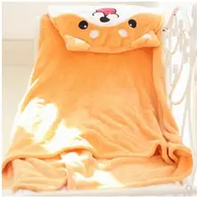 Cute cute Shiba Inu puppy cartoon flannel nap air conditioning blanket hooded large shawl cloak small blanket