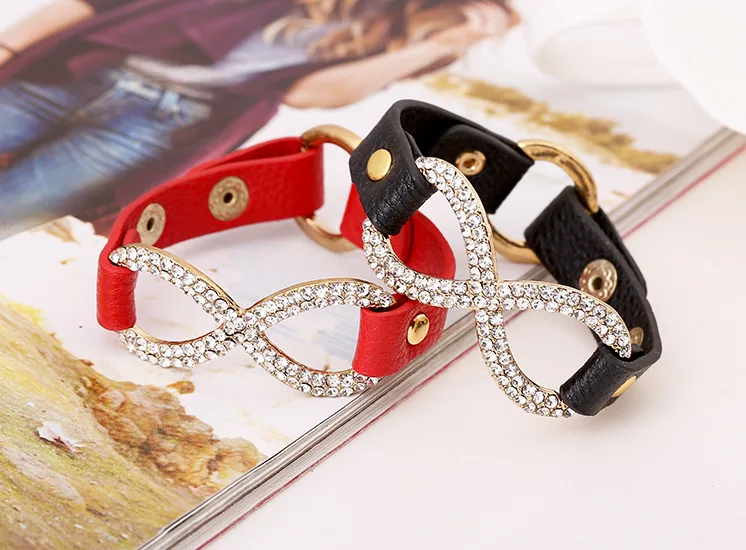 dankaishi Eight Bowknot Charm Bracelet Leather Bangle Wristband Round Clasp Paved with Rhinestone and Crystal Hot Sale Jewelry
dankaishi Eight Bowknot Charm Bracelet Leather Bangle Wristband Round Clasp Paved with Rhinestone and Crystal Hot Sale Jewelry