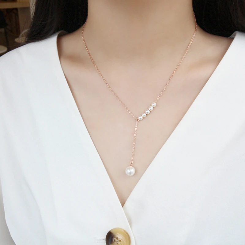 S925 Серебряный Модный одиночный женский жемчужный кулон ожерелье|Ожерелья| |