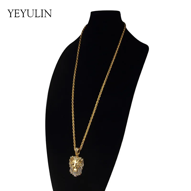 New Arrival Gold Color Good Crown Lion Head Crystal Pendant Statement Necklace For Women Men Jewelry
New Arrival Gold Color Good Crown Lion Head Crystal Pendant Statement Necklace For Women Men Jewelry