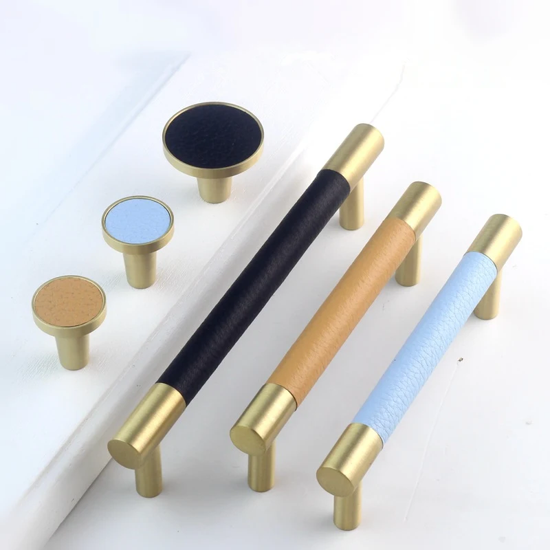 Nordic Leather+Brass Drawer Cabinet Knobs Pulls Decorative Kitchen Door Cupboard Pull Handles 96mm 128mm-1Pack
Nordic Leather+Brass Drawer Cabinet Knobs Pulls Decorative Kitchen Door Cupboard Pull Handles 96mm 128mm-1Pack