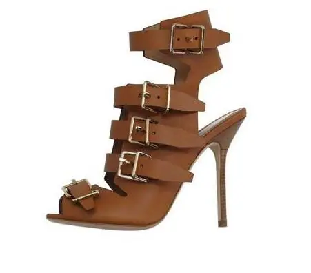 

Abesire Hot Sale 2019 Women Sexy Buckles Embellished High Heels Gladiator Sandals Boots Girls Peep Toe Slingback Ankle Boots