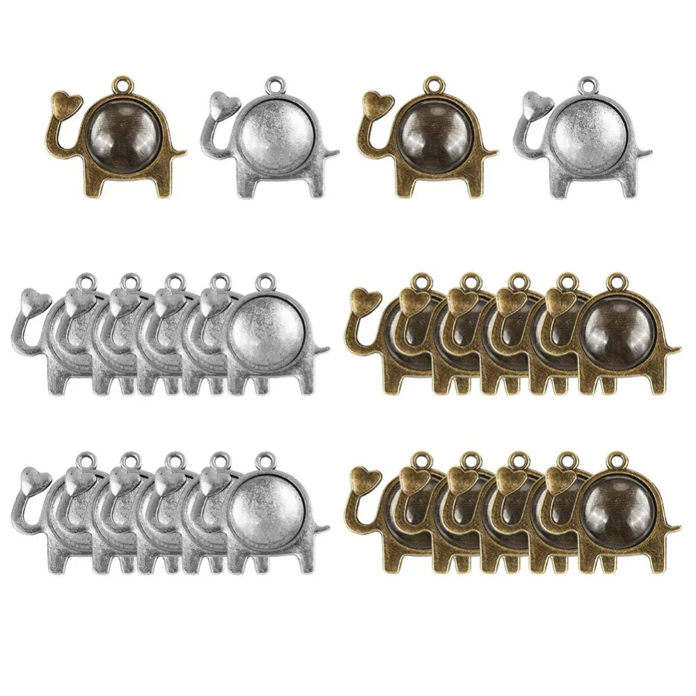40Pcs Pendant Trays Kit 20Pcs Elephant Pendant Trays with 20Pcs Glass Cabochon Dome Tiles for Jewelry Making Gift Craft
40Pcs Pendant Trays Kit 20Pcs Elephant Pendant Trays with 20Pcs Glass Cabochon Dome Tiles for Jewelry Making Gift Craft
