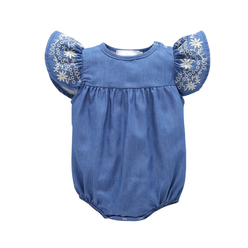 Baby Girls Sleeveless Small Flying Sleeves Washed Blue Jeans Casual Fashion Little Baby Rompers Fashion Summer Rompers
Baby Girls Sleeveless Small Flying Sleeves Washed Blue Jeans Casual Fashion Little Baby Rompers Fashion Summer Rompers