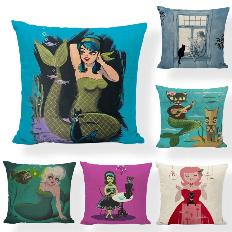 Cartoon Cushion Cover Beautiful Cat Mermaid Guitar Robot Cute Girl 45x45CM Lumbar Office Bedroom Sofa Gift Linen Pillow Cases
Cartoon Cushion Cover Beautiful Cat Mermaid Guitar Robot Cute Girl 45x45CM Lumbar Office Bedroom Sofa Gift Linen Pillow Cases