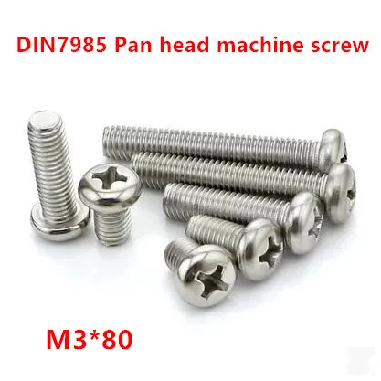 50pcs M3*80 Stainless steel DIN7985 Pan Head Phillips Screw Cross Reccessed Round Head Machine Screws
50pcs M3*80 Stainless steel DIN7985 Pan Head Phillips Screw Cross Reccessed Round Head Machine Screws