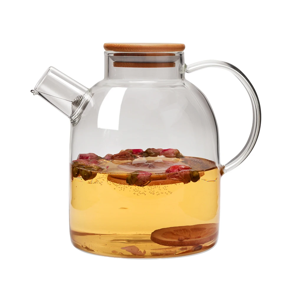 1800ml Heat Resistant Pitcher Jug Glass Teapot with Bamboo Lid Stainless Steel Filter with Infuser Dip Kettle with Handle
1800ml Heat Resistant Pitcher Jug Glass Teapot with Bamboo Lid Stainless Steel Filter with Infuser Dip Kettle with Handle