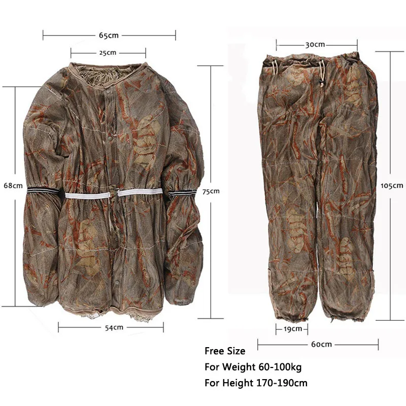Outdoor Jungle Desert Snow Camouflage Hunting Clothing Ghillie Suit Fishing Hunter Photography Suit Military Airsoft Suit
Outdoor Jungle Desert Snow Camouflage Hunting Clothing Ghillie Suit Fishing Hunter Photography Suit Military Airsoft Suit