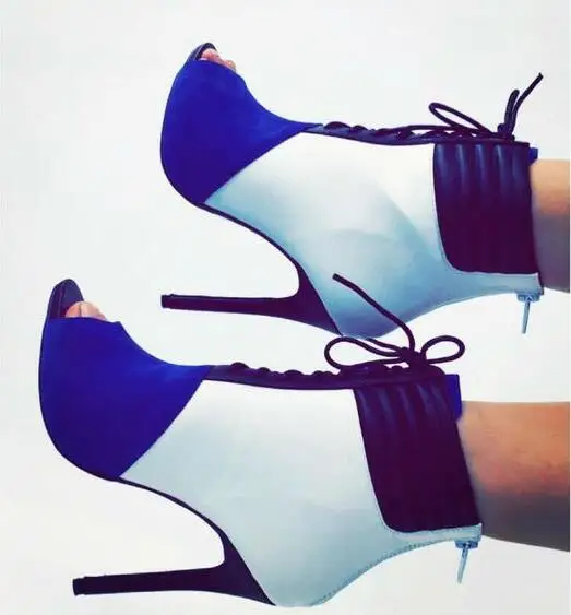 hot selling blue patchwork stretch thigh boots peep toe lace-up high heels ankle boots for women cut-out dress shoes
hot selling blue patchwork stretch thigh boots peep toe lace-up high heels ankle boots for women cut-out dress shoes