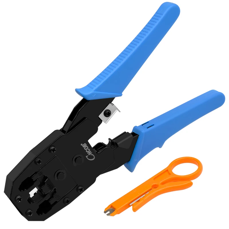CNCOB Cable Crimper, 3 in Modular Crimping Tool For crts,strips,and crimps 8P8C/RJ-45,6P6C/RJ12, 6P4C/RJ-11,4P4C/4P2C
CNCOB Cable Crimper, 3 in Modular Crimping Tool For crts,strips,and crimps 8P8C/RJ-45,6P6C/RJ12, 6P4C/RJ-11,4P4C/4P2C