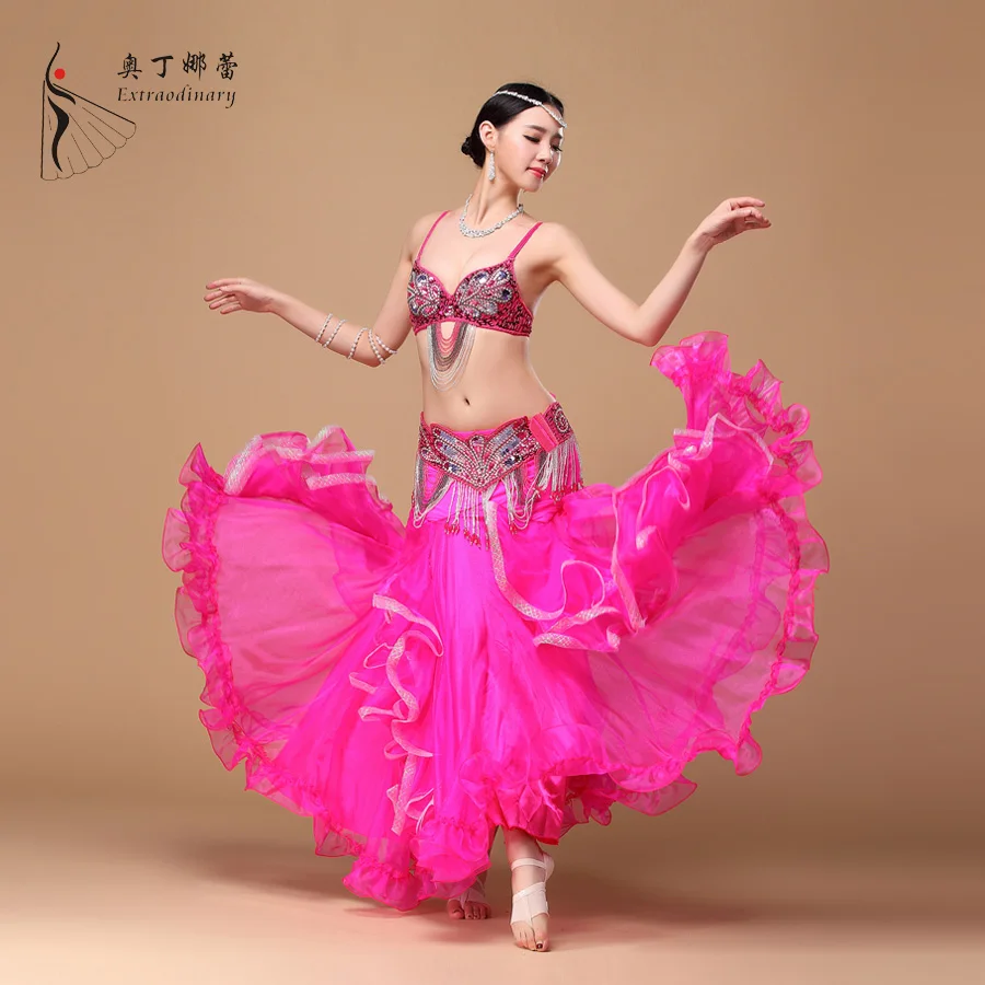 Belly dance costume suit big flare skirt hem hip package lotus hem 3 pieces suit
Belly dance costume suit big flare skirt hem hip package lotus hem 3 pieces suit