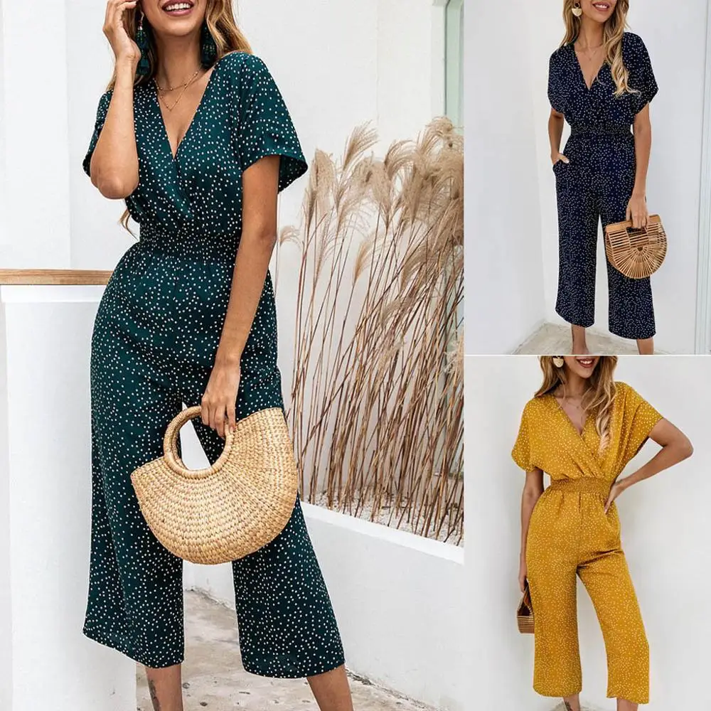 Women Summer Pockets V Neck Short Sleeve Dot Printing Rompers Jumpsuit Playsuit Casual Clothing Europe sexy Style#4M09#N
Women Summer Pockets V Neck Short Sleeve Dot Printing Rompers Jumpsuit Playsuit Casual Clothing Europe sexy Style#4M09#N