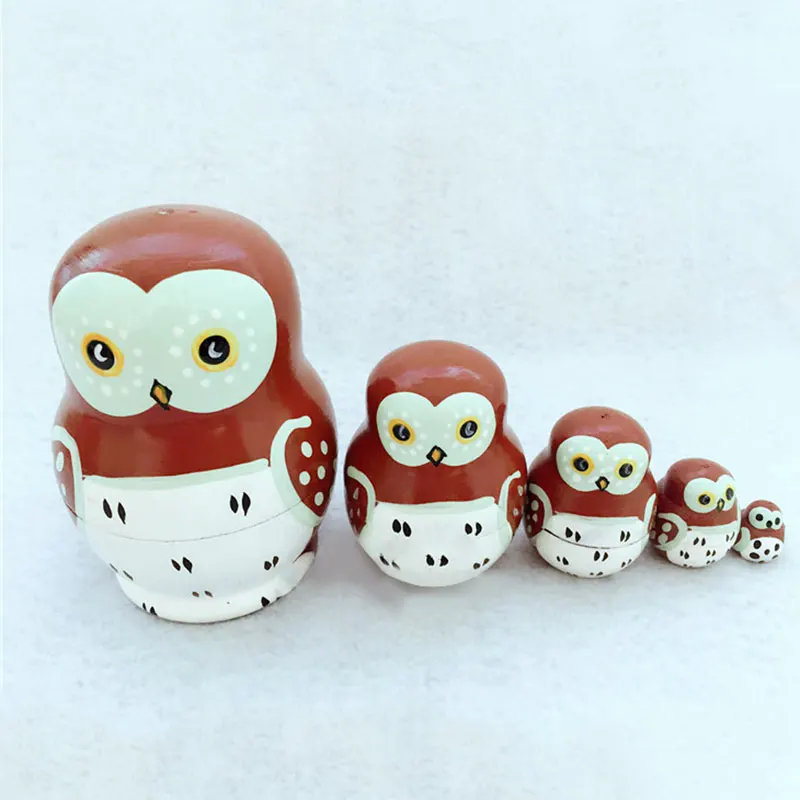 Hot Selling 5pcs/ Set Russian Matryoshka Dolls Lovely Owl Nesting Wooden Hand Printed Crafts Doll Home Decor Gifts
Hot Selling 5pcs/ Set Russian Matryoshka Dolls Lovely Owl Nesting Wooden Hand Printed Crafts Doll Home Decor Gifts
