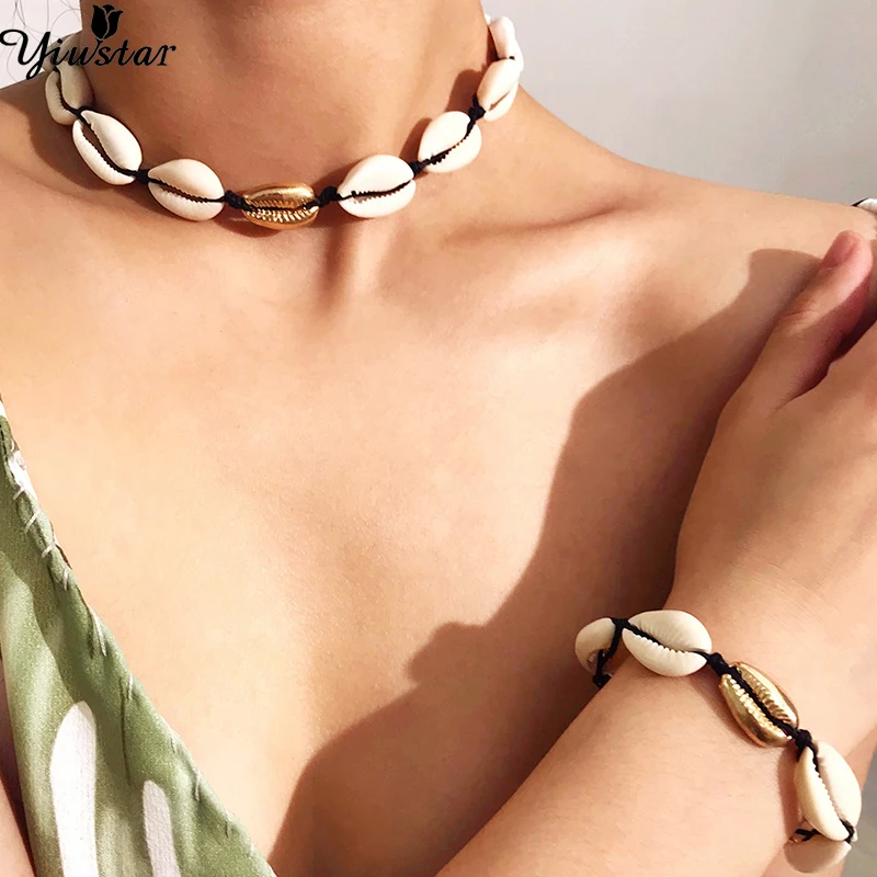 Yiustar Handmade Boho Seashells Necklace Shell Women Girls Black Rope Chain Seashell Choker Bracelet Natural Ocean Beach Jewelry
Yiustar Handmade Boho Seashells Necklace Shell Women Girls Black Rope Chain Seashell Choker Bracelet Natural Ocean Beach Jewelry