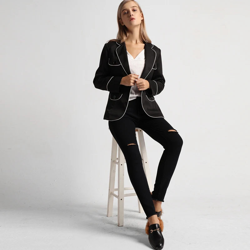 Black White Elegant Women's Blazer Coat Single Button Long Sleeve Office Lady Slim Jacket Female Causal Blazer Suit Workwear
Black White Elegant Women's Blazer Coat Single Button Long Sleeve Office Lady Slim Jacket Female Causal Blazer Suit Workwear