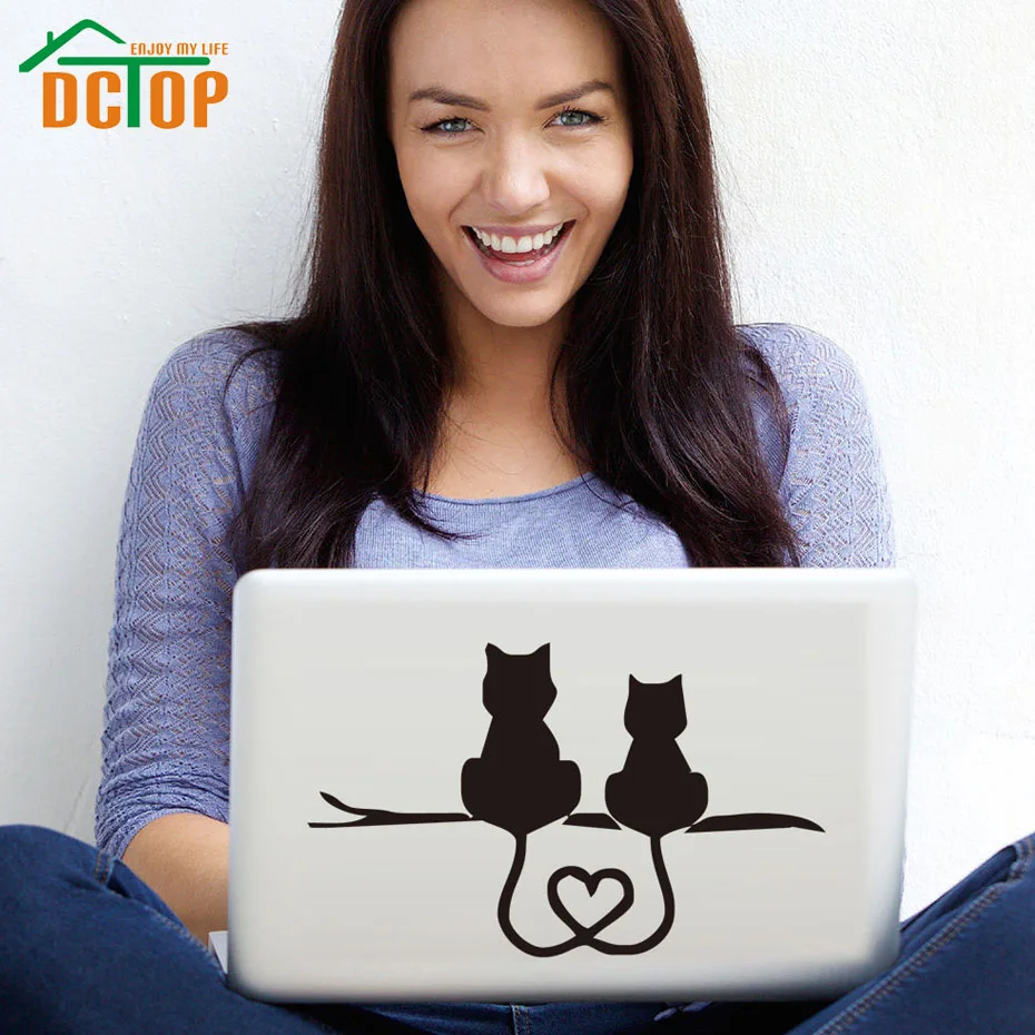 DCTOP New Arrival A Pair Of Cats Resting Together Laptop Stickers Wall Decals Vinyl Art Design Self Adhesive Waterproof | Дом и сад