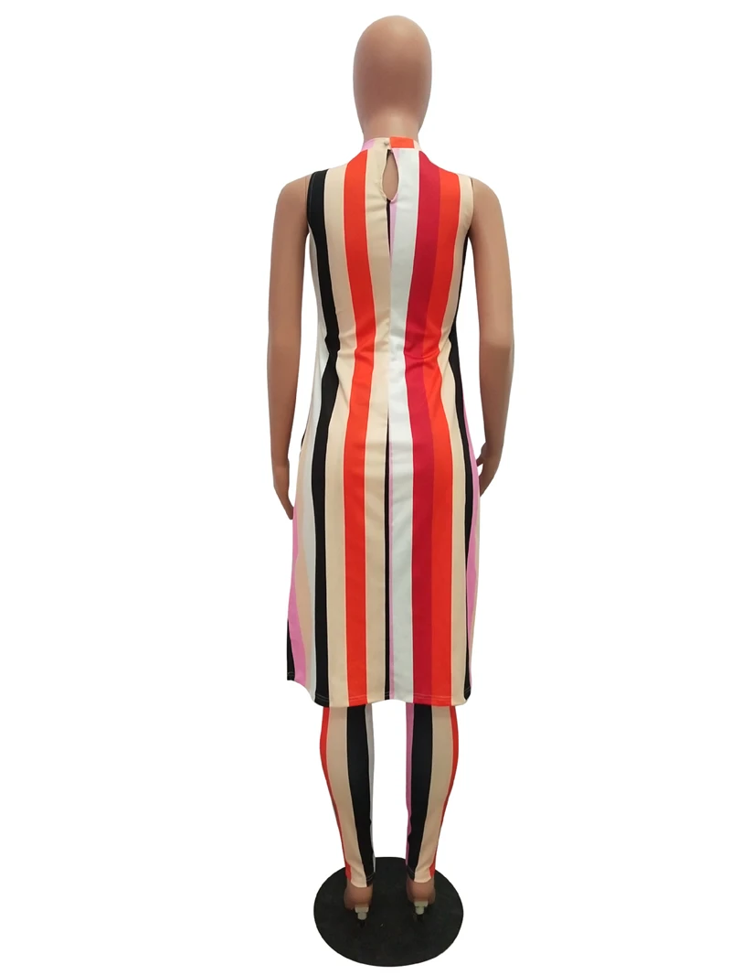 Colorful Striped Women Two Piece Set Halter Sleeveless Front Tie Irrgular Sheath Crop Top And Pencil Pants Summer Outfits
Colorful Striped Women Two Piece Set Halter Sleeveless Front Tie Irrgular Sheath Crop Top And Pencil Pants Summer Outfits