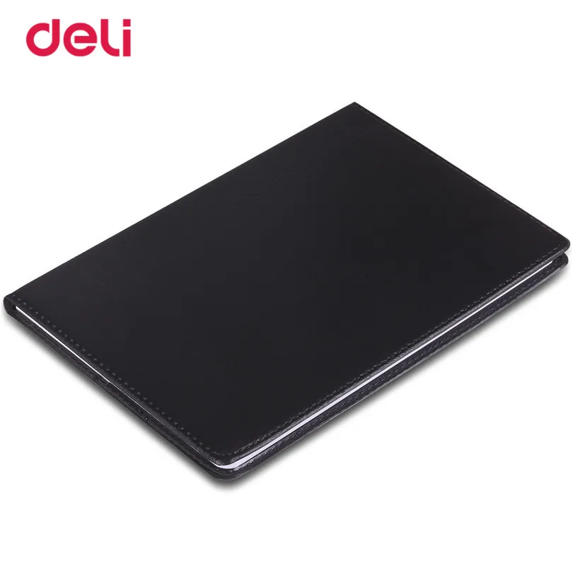 

Deli Office Stationery Leather Notebook 25K notebooks 80 sheets business black notebook Diary Journal Sketchbook Refill Paper