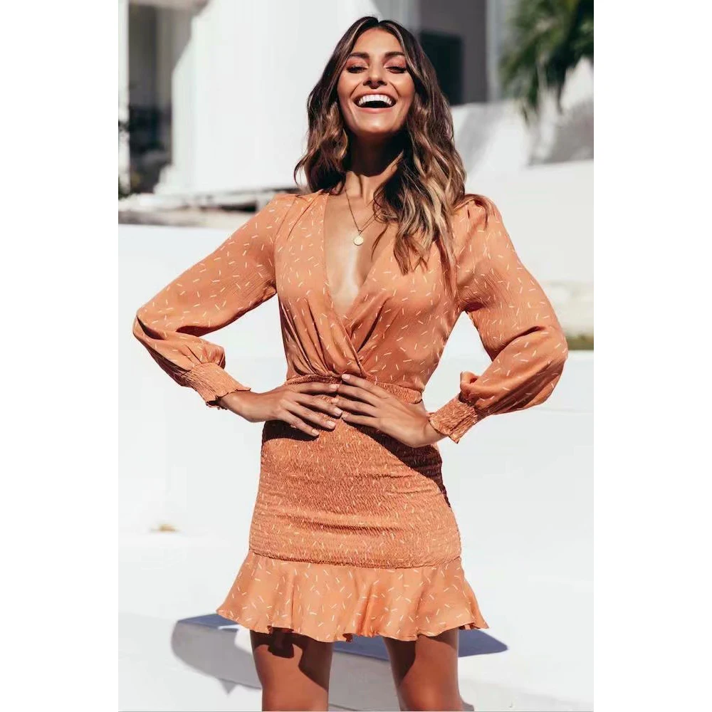 Fanco Sexy V-Neck Pleated Dress Women Long Sleeve Print Mermaid Mini Vintage Elastic High Waist Party Vestidos
Fanco Sexy V-Neck Pleated Dress Women Long Sleeve Print Mermaid Mini Vintage Elastic High Waist Party Vestidos