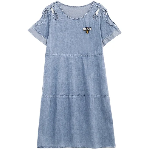 Denim Loose Off Shoulder Beading Plus Size Off Shoulder Dress Women Casual Butterfly Dresses Korean Summer Short Sleeve Clothes
Denim Loose Off Shoulder Beading Plus Size Off Shoulder Dress Women Casual Butterfly Dresses Korean Summer Short Sleeve Clothes